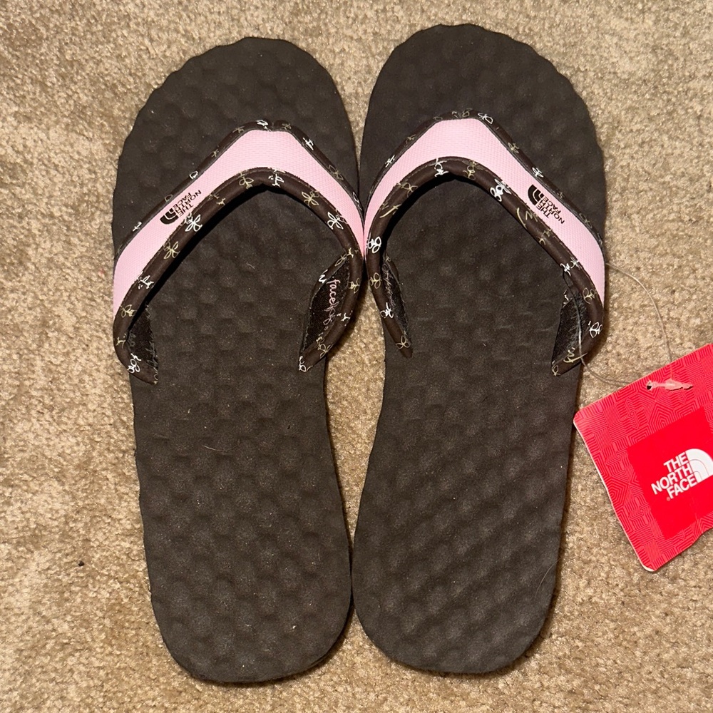 The North Face Black and Pink Sandals